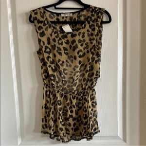 Better B. Leopard Print Sleeveless Peplum Top – Size S
